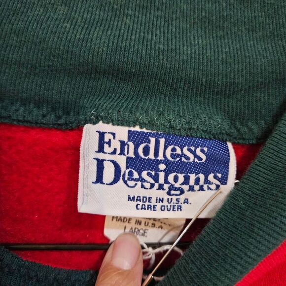 90s ugly christmas red sweatshirt with mockneck - Picture 3 of 4